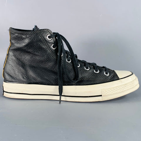CONVERSE Size 9 Black Leather High Top Sneakers