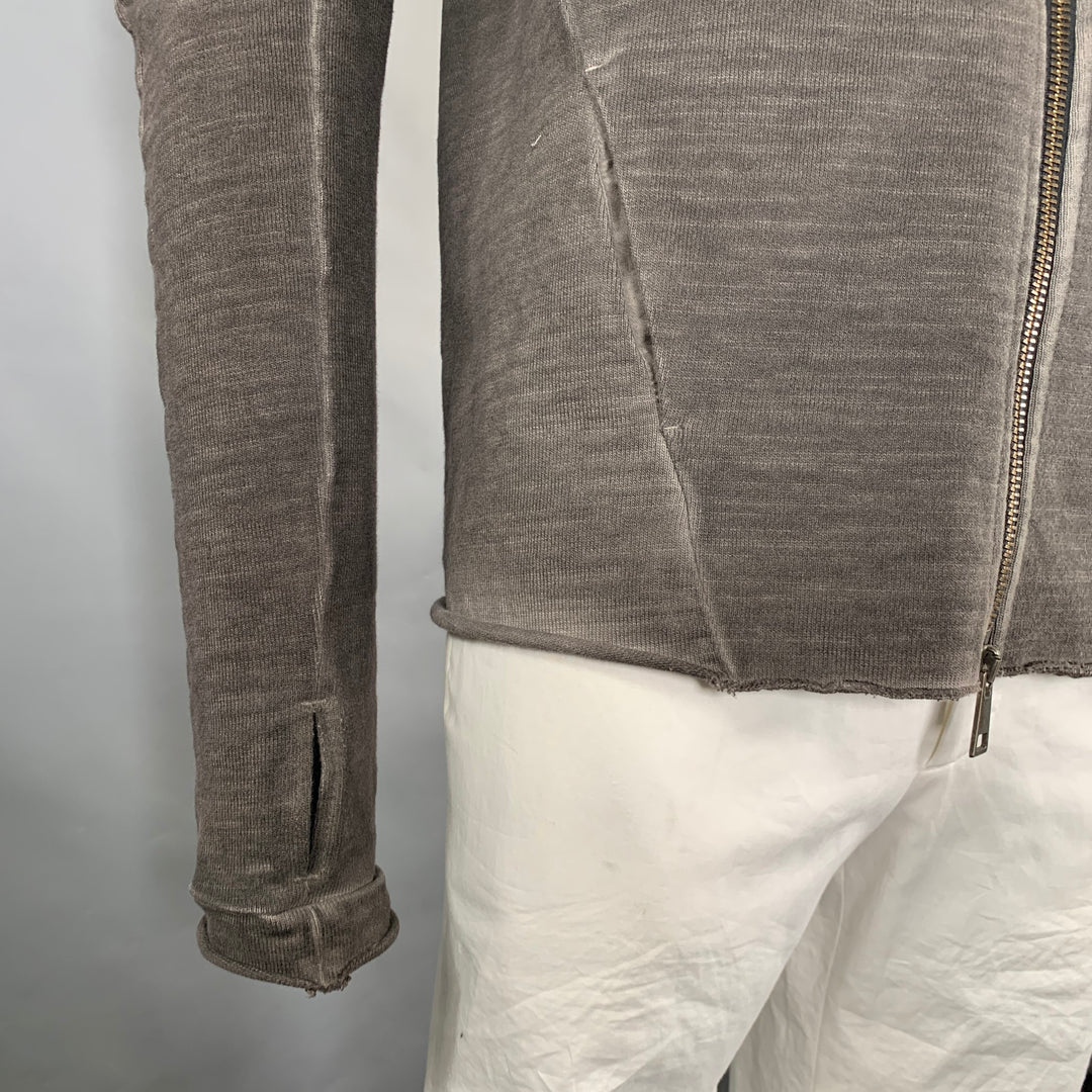 ANDREA YA'AQOV Size L Gray Dyed Cotton Hoodie Jacket