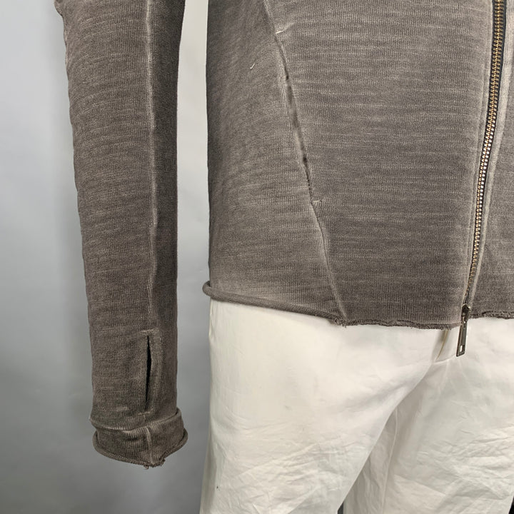 ANDREA YA'AQOV Size L Gray Dyed Cotton Hoodie Jacket
