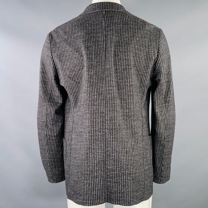 ARMANI COLLEZIONI Size 40 Grey Charcoal Checkered Wool Blend Sport Coat