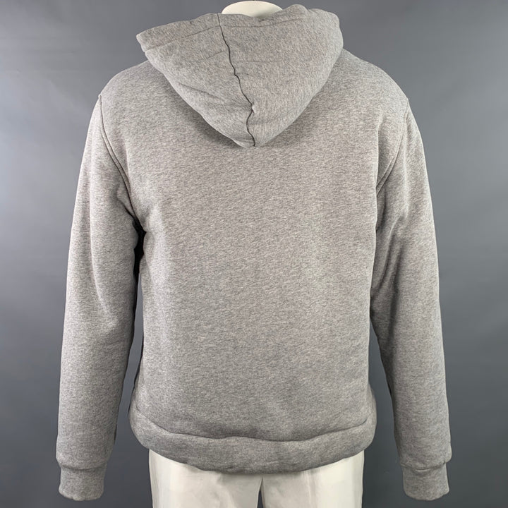 JACQUEMUS Size XL Doubourne Heather Grey Padded Cotton Hooded Sweatshirt