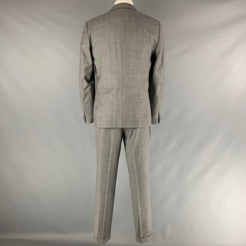 THE KOOPLES Size 40 Grey Window Pane Wool Peak Lapel Suit