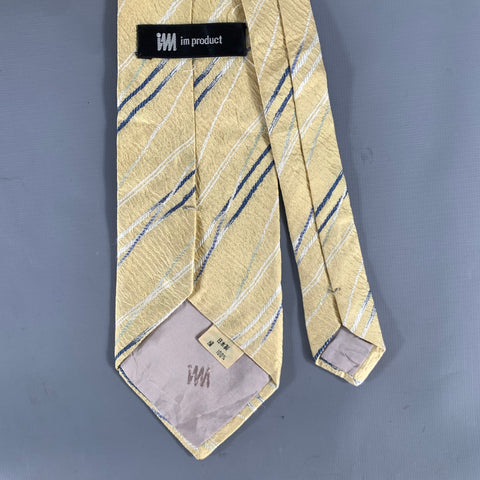ISSEY MIYAKE Yellow Navy Lines Silk Tie