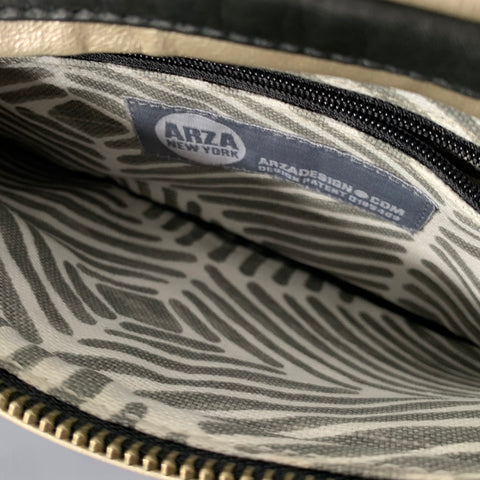 ARZA Black Silver Leather Clutch Handbag