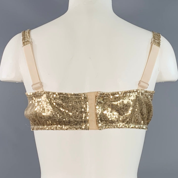 DOLCE & GABBANA Size 36 B Gold Polyester Blend Sequined Bralette Dress Top