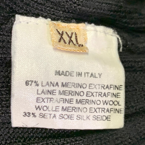 HERMES Size XXL Black Stripe Merino Wool Silk Ribbed Pullover