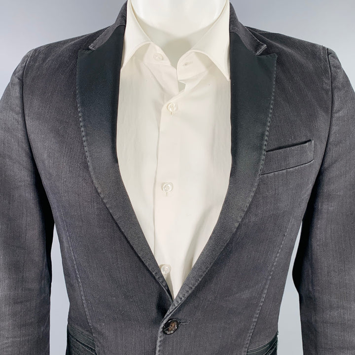 CoSTUME NATIONAL Size 36 Black Cotton Blend Peak Lapel Sport Coat