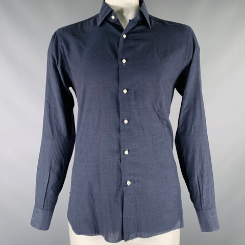 SARTORIO Chemise boutonnée à manches longues en coton bleu marine Taille L