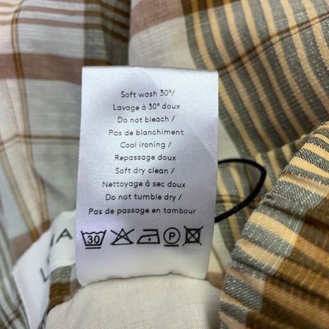 LEMAIRE Size 32 Brown Tan Plaid Cotton Linen Single Pleat Casual Pants