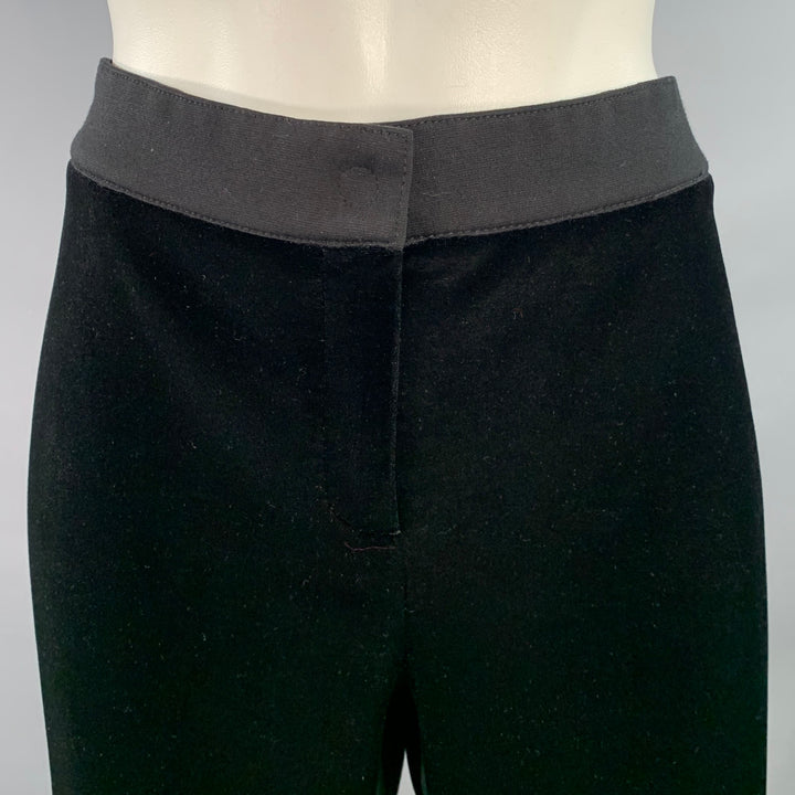 AKRIS Size 8 Black Polyester Blend Velvet Narrow Leg Casual Pants
