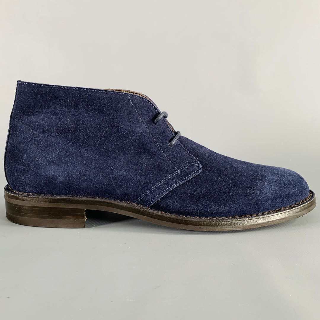 BELSTAFF Size 12 Navy Suede Leather Lace-Up Boots