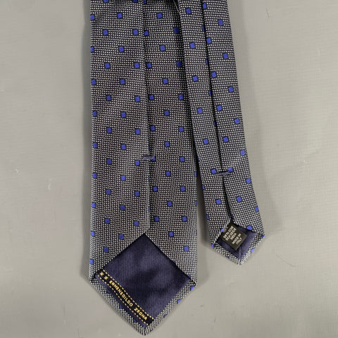 ERMENEGILDO ZEGNA Size Grey Navy Geometric Silk Tie