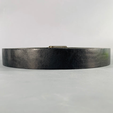 DOLCE & GABBANA Size 34 Black Silver Leather Belt