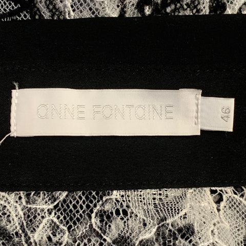 ANNE FONTAINE Size XL Solly White Black Polyamide Lace Burnout Contrast Trim Blouse