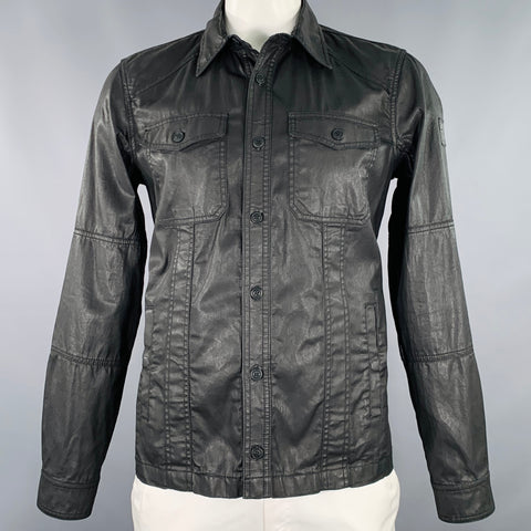 BELSTAFF Size XL Black Coated Cotton Trucker Jacket