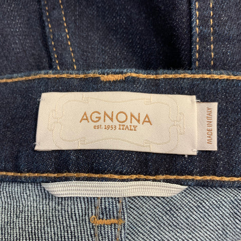 AGNONA Taille 42 Jean 5 poches en mélange de coton bleu marine à surpiqûres contrastantes