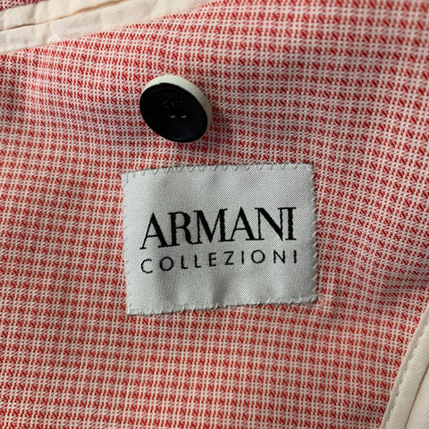 ARMANI COLLEZIONI Size 38 Red White Grid Cotton Blend Sport Coat