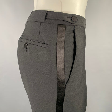 BURBERRY LONDON  Size 36 Black Solid Wool Mohair Notch Lapel 30 33 Tuxedo