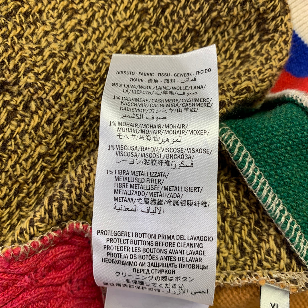 GUCCI Size XL Camel Wool Blend Patchwork Cardigan