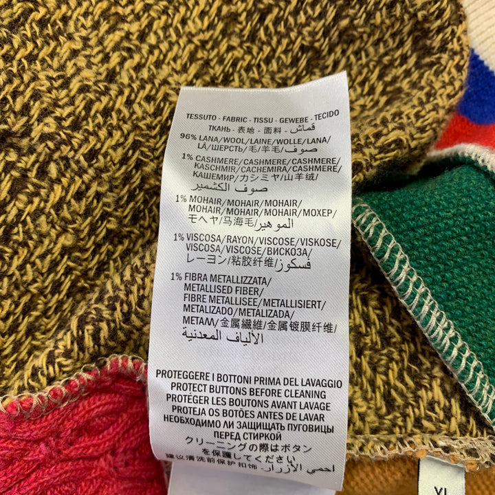 GUCCI Size XL Camel Wool Blend Patchwork Cardigan