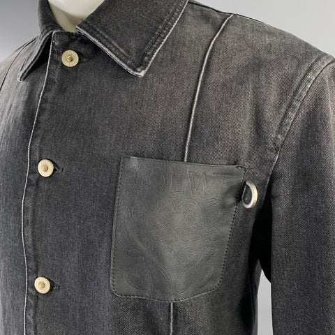 LOEWE Size 34 Grey Patch Cotton Chore Jacket