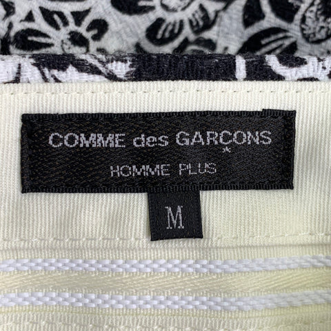 COMME des GARCONS HOMME PLUS 2021 Size M Black White Abstract Floral Cotton Zip Fly Dress Pants