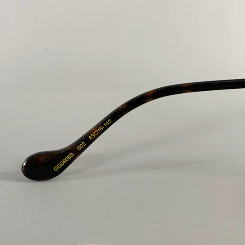 GUCCI Brown Black Tortoiseshell Acetate Metal Sunglasses
