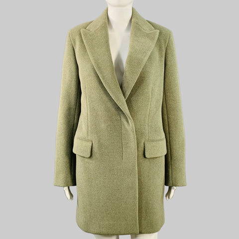 THE ROW Size XS Green Sage Wool Polyamide Twill Double Breasted Coat
