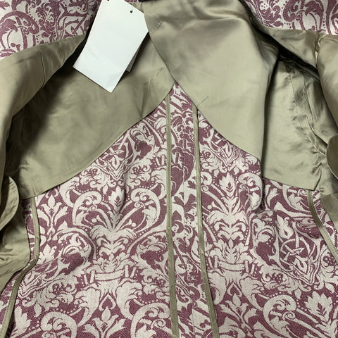 MR. GENTLEMAN Size 38 Burgundy White Damask Wool Notch Lapel Sport Coat