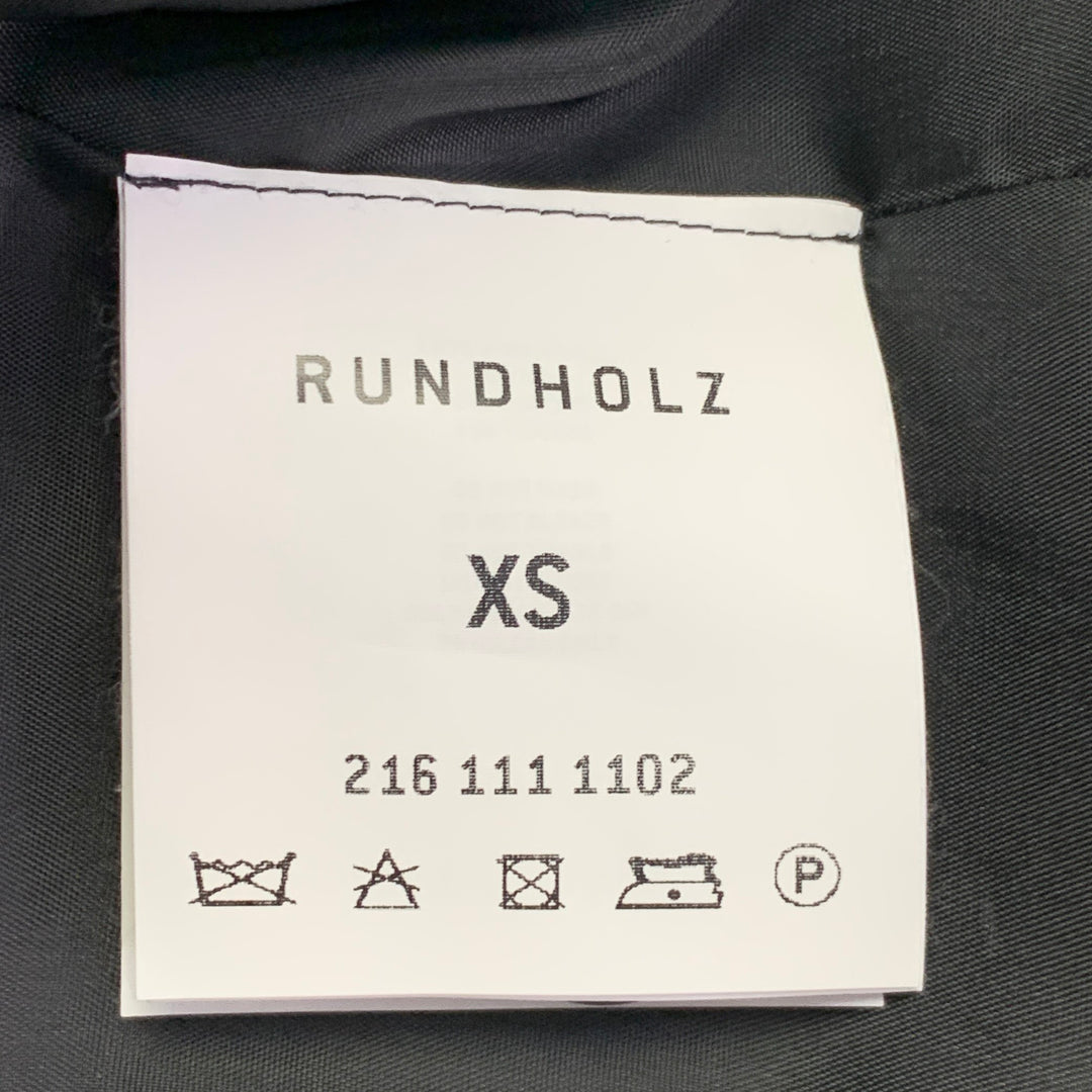 RUNDHOLZ Size XS Black Virgin Wool Distressed Layered Open Back Blazer