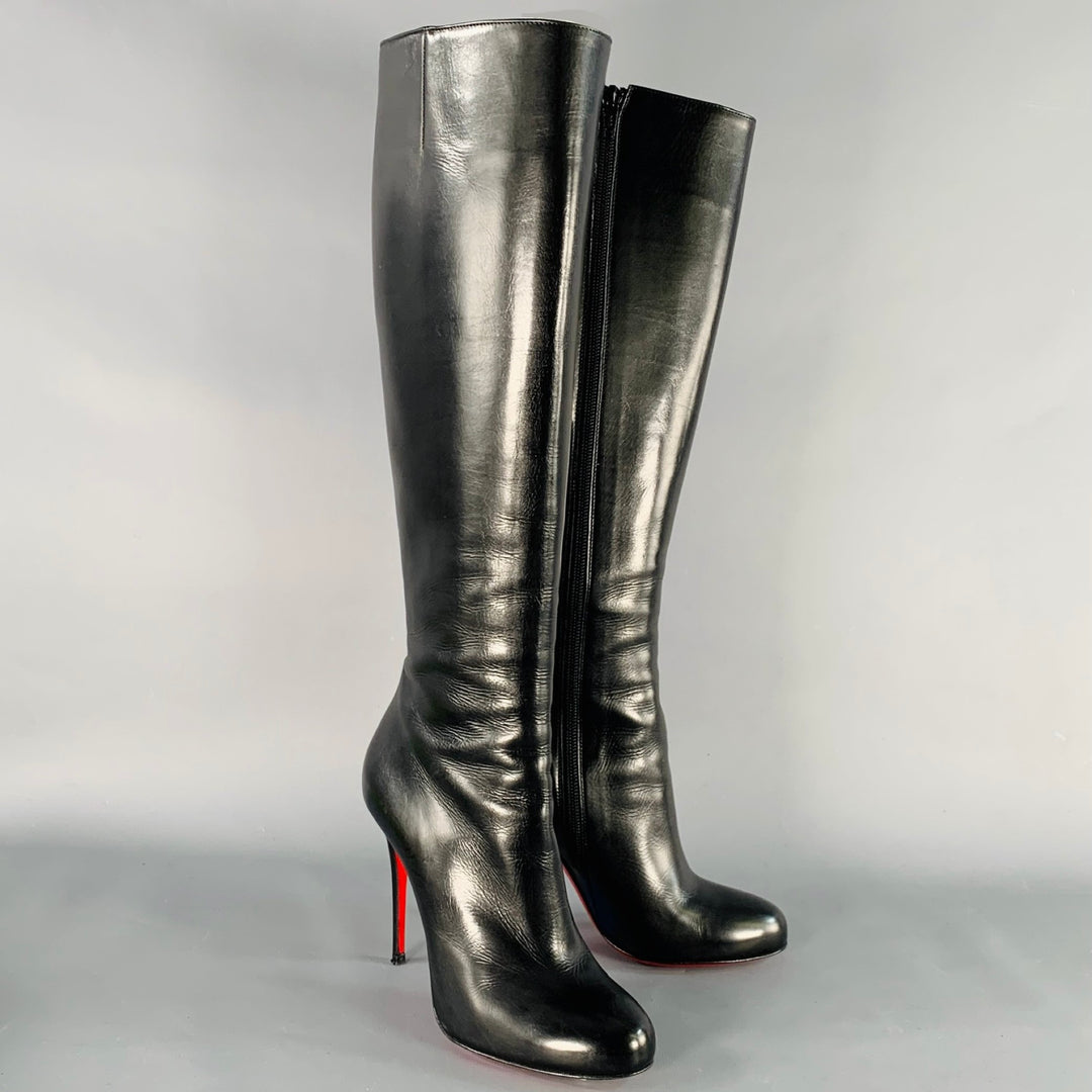 CHRISTIAN LOUBOUTIN Size 5 Black Leather Side Zipper Boots