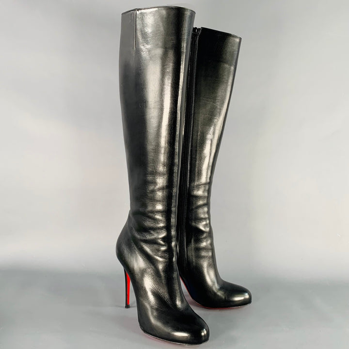 CHRISTIAN LOUBOUTIN Size 5 Black Leather Side Zipper Boots