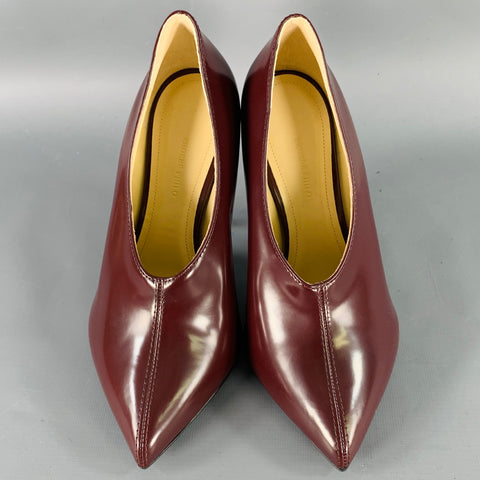 PHOEBE PHILO Size 7.5 Burgundy Leather Pointed Toe Pumps