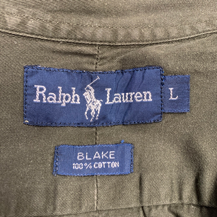 RALPH LAUREN Size L Blake Green Olive Cotton Button Down Long Sleeve Shirt