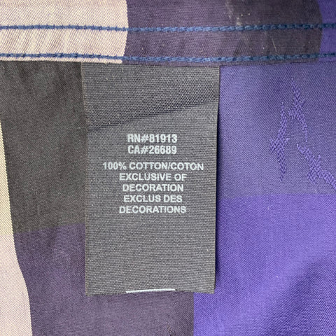 ROBERT GRAHAM Size L Blue Black Grey Stripe Cotton Short Sleeve Shirt
