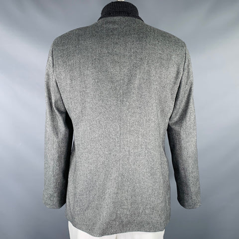 EMPORIO ARMANI Taille 46 Gris Noir Mélange de Laine Revers Cranté Veste de Sport