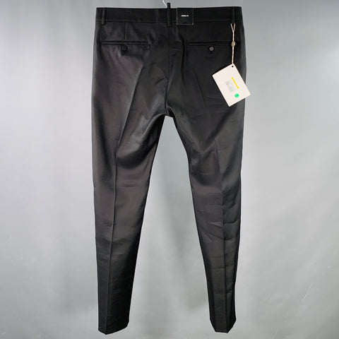 DSQUARED2 Size 36 Admiral Black Wool Silk Flat Front Dress Pants