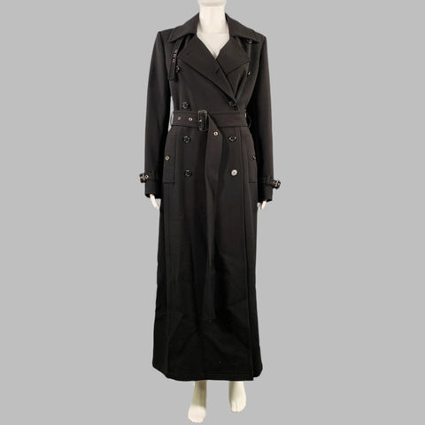 TOM FORD Size 2 Black Virgin Wool Blend Double Breasted Trench Coat