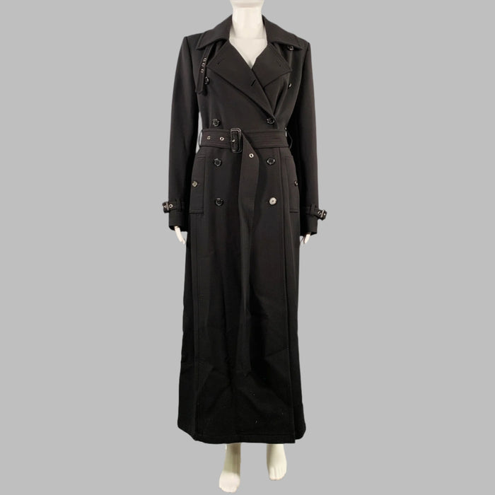 TOM FORD Size 2 Black Virgin Wool Blend Double Breasted Trench Coat
