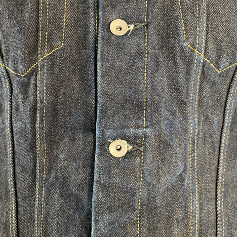 IRON HEART Size L -Type III- 21 oz Blue Indigo Contrast Stitch Selvedge Denim Jacket