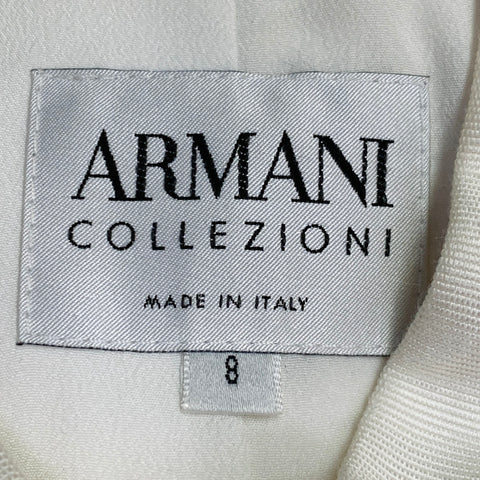 ARMANI COLLEZIONI Size 8 Cream Checkered Jacket Blazer