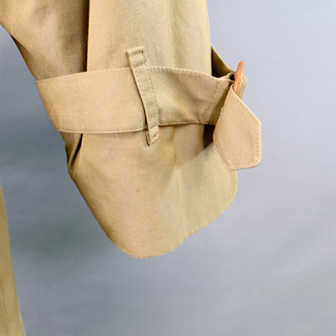 BURBERRYS Size 44 Khaki Cotton Double Breasted Belted Coat