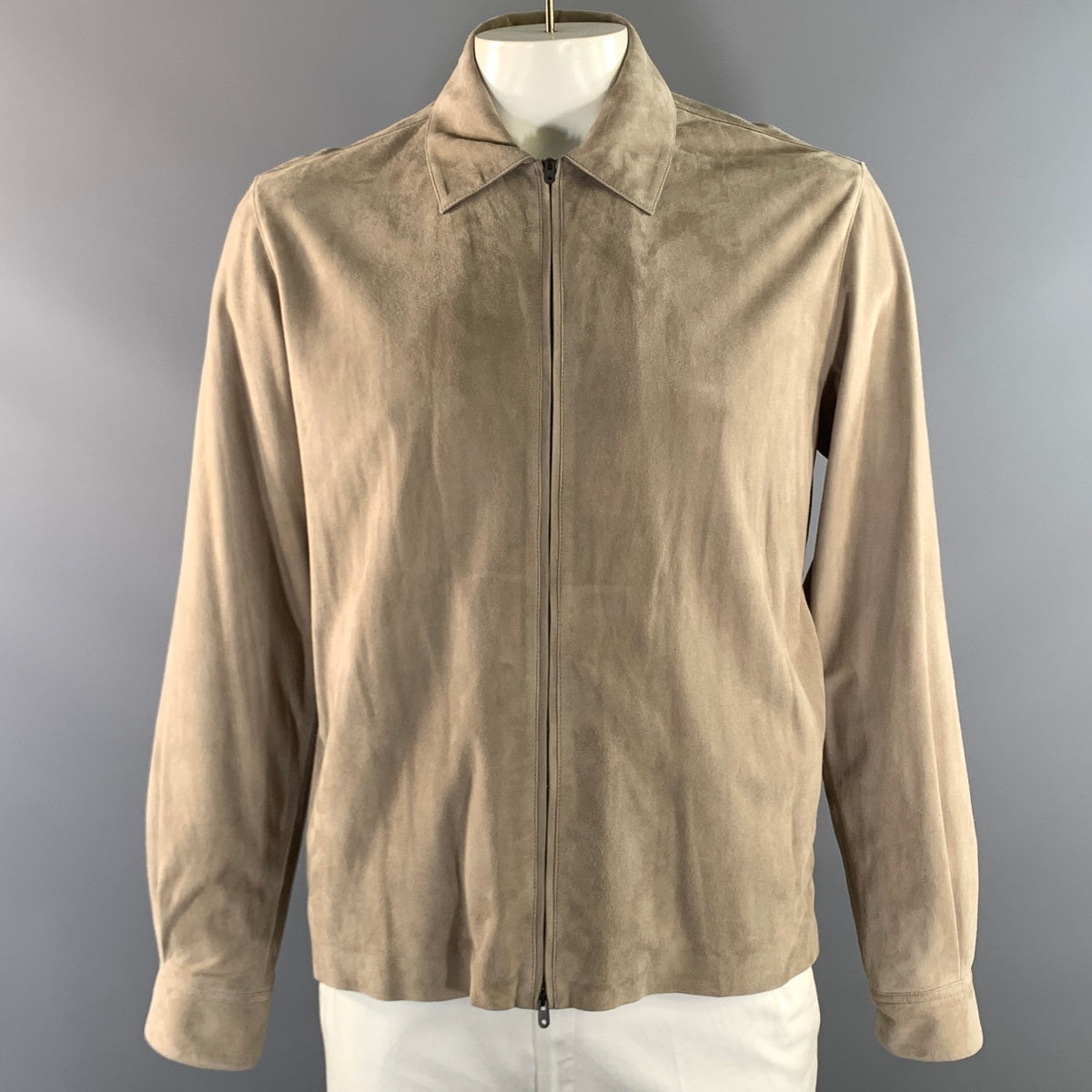 THE ROW Size 42 Beige Suede Zip Up Jacket