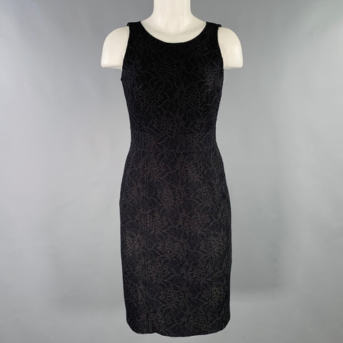 BURBERRY LONDON Size 4 Black Polyamide Blend Floral Sleeveless Cocktail Dress
