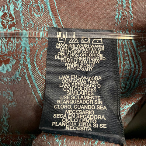 ROBERT GRAHAM Size L Brown Blue Paisley Cotton Embroidered Long Sleeve Shirt
