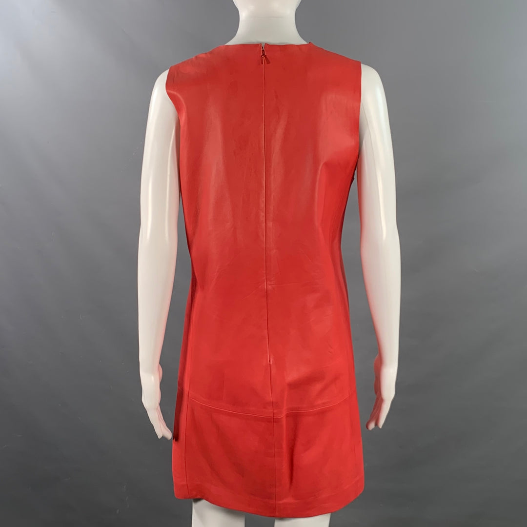 BALENCIAGA Size 8 Red Coral Lambskin Leather Sleeveless Shift Dress – Sui  Generis Designer Consignment