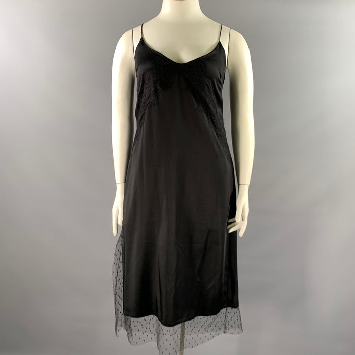 RED VALENTINO Size 6 Black Polyester Slip Knee-Length Cocktail Dress