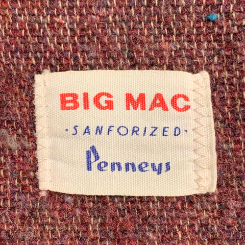BIG MAC 1950s Size L Blue Black Distressed Denim Corduroy Collar Jacket