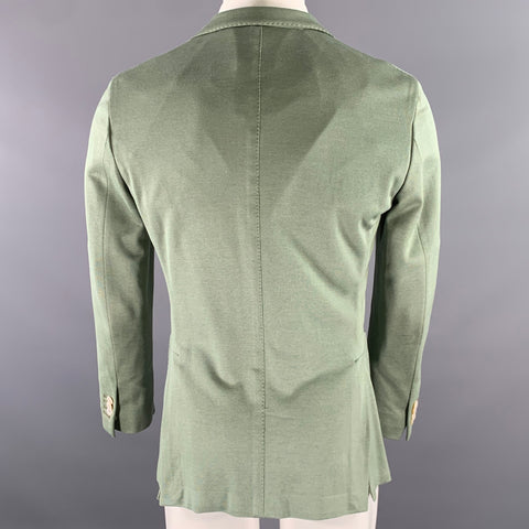 BOGLIOLI Size 36 Green Woven Cotton Notch Lapel Sport Coat