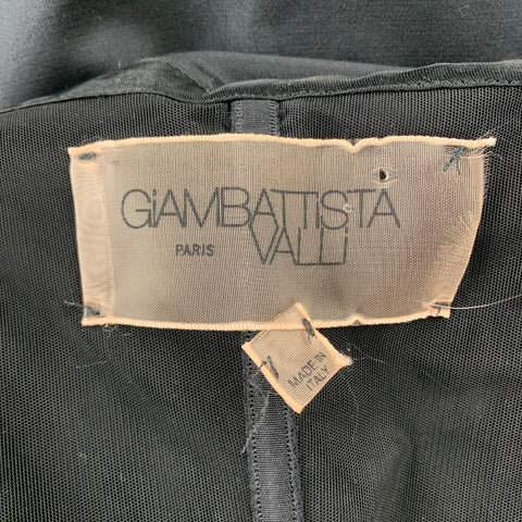 GIAMBATTISTA VALLI Talla 6 Vestido de cóctel con lazo de cintura ancha de algodón / seda plisado negro